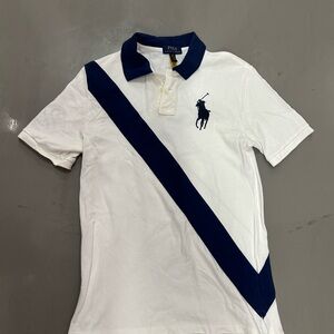 Kids
Polo by Ralph Lauren Men's White and Navy Polo Shirt